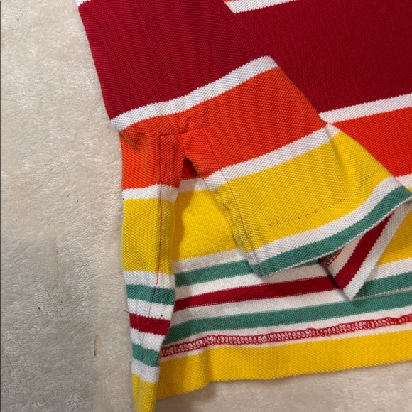 Polo Ralph Lauren red stripe rugby polo blue collar XL preppy vintage Y2K cotton - Picture 8 of 9